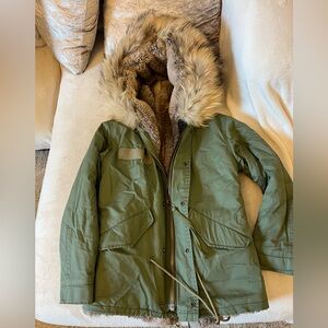 Green Fur-Lined Kids Parka